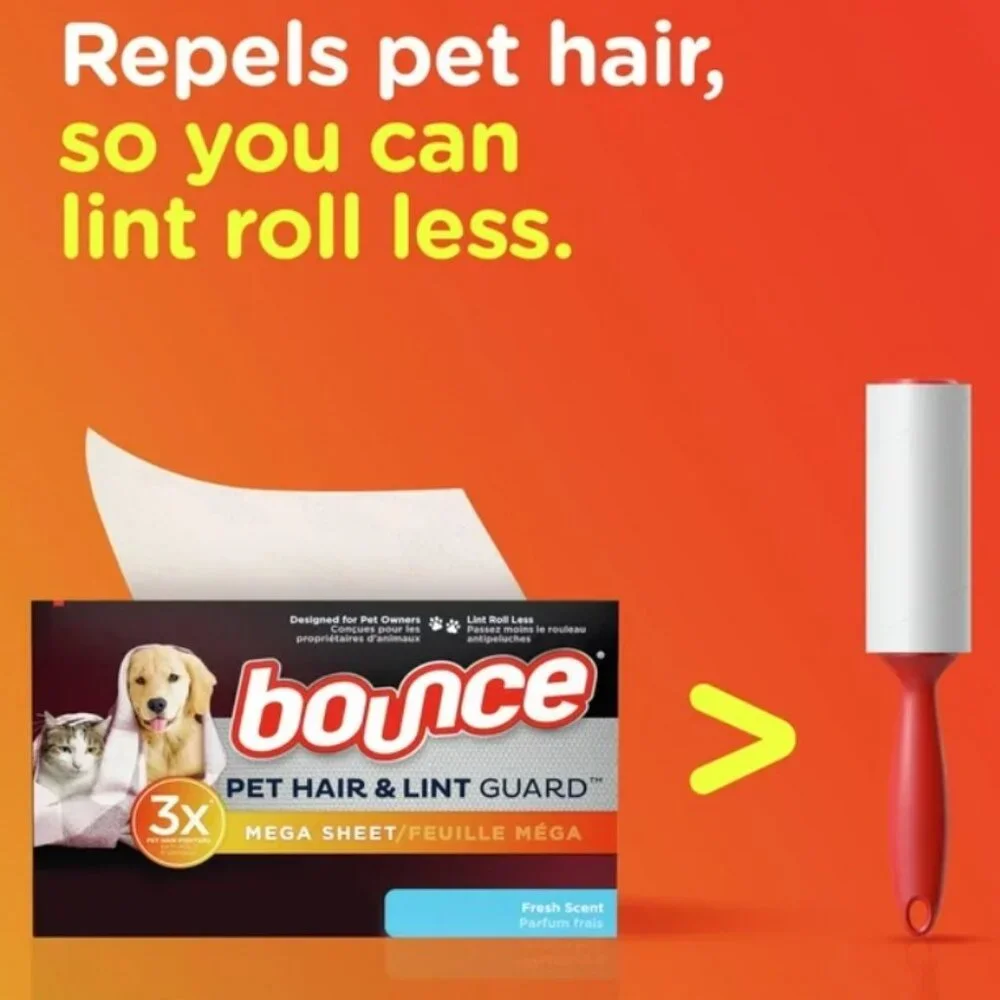 BOUNCE PET HAIR AND LINT GUARD MEGA DRYER SHEETS  FRESH SCENT- 80 CT/ BOX-NEW